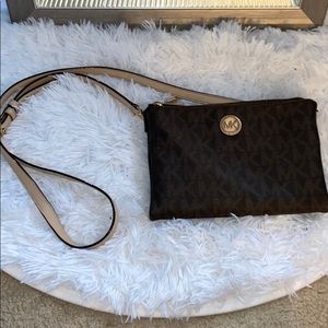 Brown and tan MICHAEL KORS crossbody purse